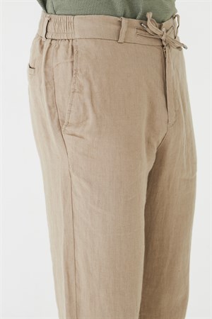 Açık Bej Bağcıklı Rahat Kesim Erkek Jogger Pantolon