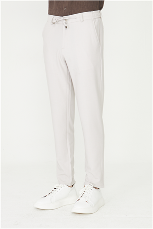 Açık Gri Modern Kesim Bağcıklı Smart Casual Jogger Pantolon
