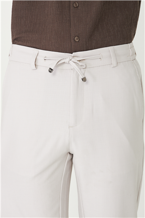 Açık Gri Modern Kesim Bağcıklı Smart Casual Jogger Pantolon