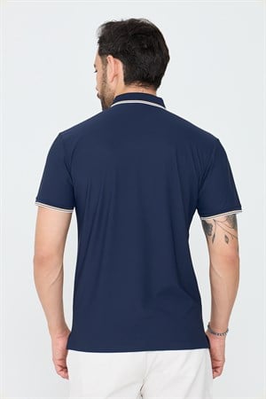 Lacivert Düğmeli Polo Yaka Erkek Tişört