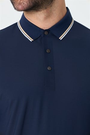 Lacivert Düğmeli Polo Yaka Erkek Tişört