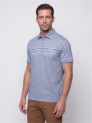 Açık Mavi Mikro Desenli Regular Fit Erkek Polo Yaka Tişört