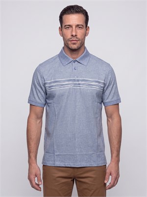 Açık Mavi Mikro Desenli Regular Fit Erkek Polo Yaka Tişört