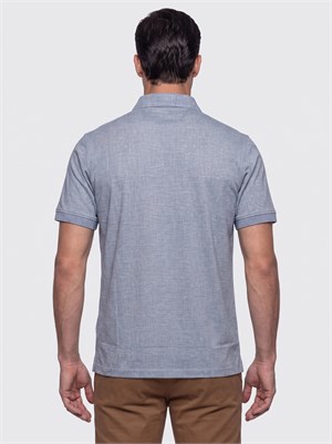 Açık Mavi Mikro Desenli Regular Fit Erkek Polo Yaka Tişört