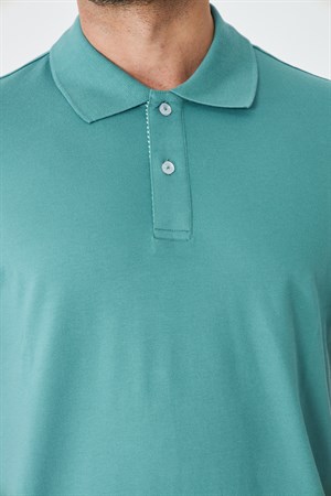 Açık Yeşil Çift Düğmeli Klasik Polo Yaka Tişört