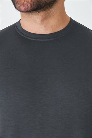 Antrasit Bisiklet Yaka Basic Tişört