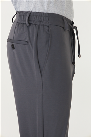 Antrasit Modern Kesim Bağcıklı Smart Casual Jogger Pantolon