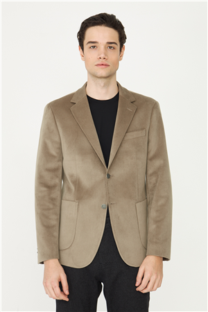 Açık Yeşil Fitilli Kadife Slim Fit Blazer Ceket