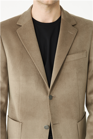 Açık Yeşil Fitilli Kadife Slim Fit Blazer Ceket