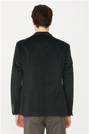 Koyu Gri Fitilli Kadife Slim Fit Blazer Ceket