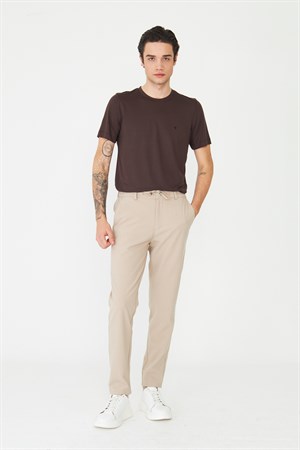 Bej Bağcıklı Smart Casual Jogger Pantolon