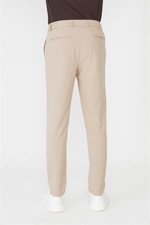 Bej Bağcıklı Smart Casual Jogger Pantolon