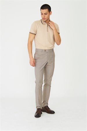 Bej Erkek Kumaş Pantolon Modern Kesim Klasik Pantolon