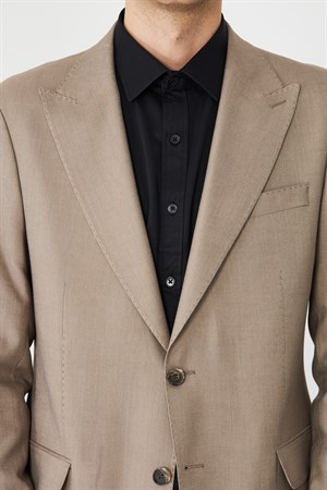 Bej Klasik Yaka Slim Fit Modern Erkek Takım Elbise