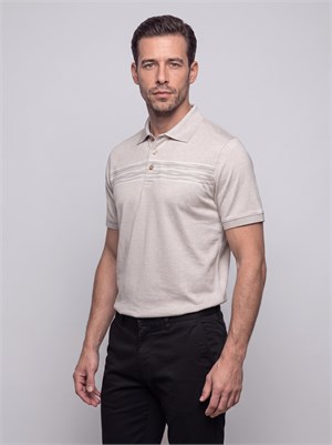 Bej Mikro Desenli Regular Fit Erkek Polo Yaka Tişört
