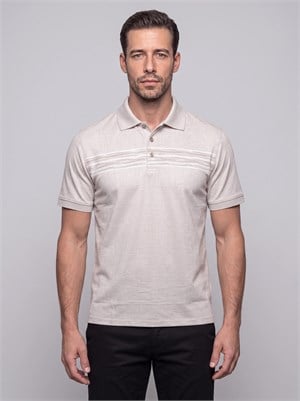 Bej Mikro Desenli Regular Fit Erkek Polo Yaka Tişört