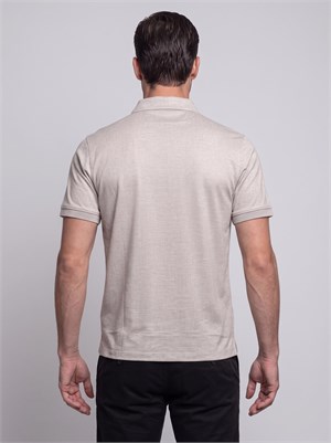 Bej Mikro Desenli Regular Fit Erkek Polo Yaka Tişört