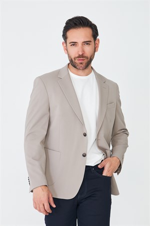 Bej Slim Fit Erkek Blazer Ceket