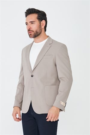 Bej Slim Fit Erkek Blazer Ceket