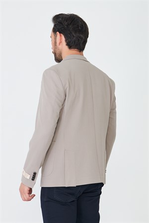 Bej Slim Fit Erkek Blazer Ceket