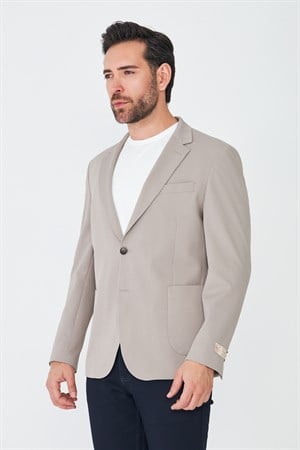 Bej Slim Fit Erkek Blazer Ceket