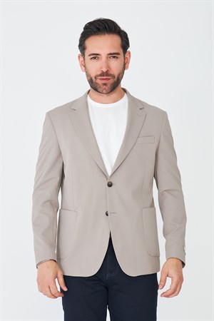 Bej Slim Fit Erkek Blazer Ceket