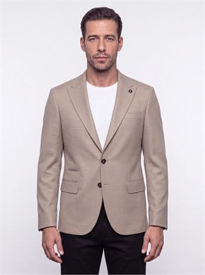White StoneBej Slim Fit Sivri Yaka 6 Drop Erkek Günlük Ceket