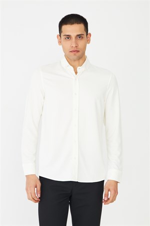 Beyaz Erkek Klasik Uzun Kollu Gömlek 