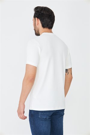 Beyaz Sıfır Yaka Basic T-shirt