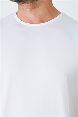 Beyaz Sıfır Yaka Basic Tişört