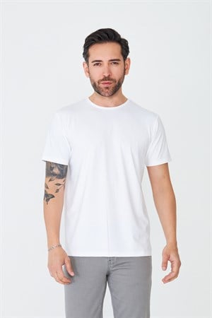 Beyaz Sıfır Yaka Basic Tişört