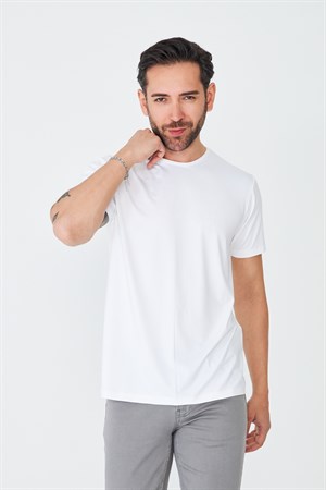 Beyaz Sıfır Yaka Basic Tişört