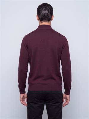 Bordo Yarım Balıkçı Yaka Triko Erkek Kazak