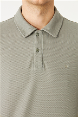 Açık Yeşil Mikro Dokulu Uzun Kollu Polo Yaka Üst