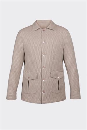 Açık Kahverengi Rahat Kesim iki Cepli Düğmeli Desenli Gömlek Ceket