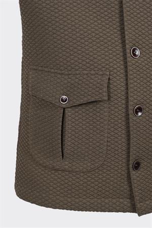 Yeşil Rahat Kesim iki Cepli Düğmeli Desenli Gömlek Ceket