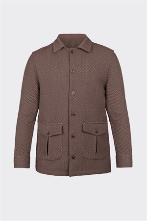 Kahverengi Rahat Kesim iki Cepli Düğmeli Desenli Gömlek Ceket