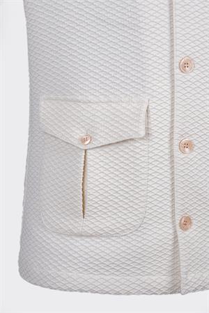 Bej Rahat Kesim iki Cepli Düğmeli Desenli Gömlek Ceket