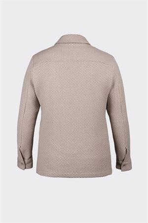 Açık Kahverengi Rahat Kesim iki Cepli Düğmeli Desenli Gömlek Ceket