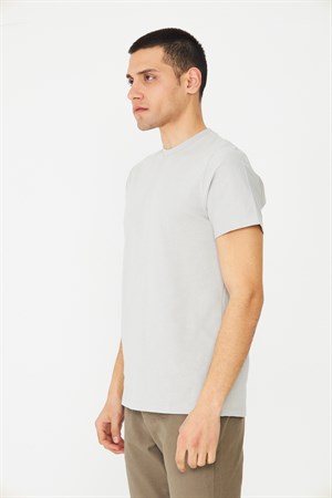 Gri Basic Bisiklet Yaka Erkek T-Shirt
