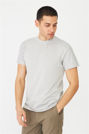 Gri Basic Bisiklet Yaka Erkek T-Shirt