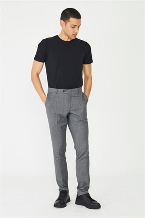 Gri Erkek Modern Kalıp Klasik Kumaş Pantolon