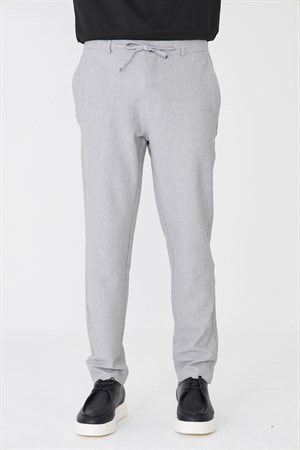 Gri İnce Çizgili Erkek Jogger Spor Pantolon