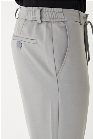 Gri Modern Kesim Bağcıklı Smart Casual Jogger Pantolon