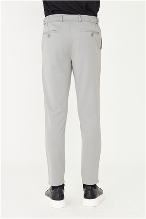 Gri Modern Kesim Bağcıklı Smart Casual Jogger Pantolon