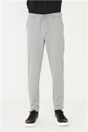Gri Modern Kesim Bağcıklı Smart Casual Jogger Pantolon
