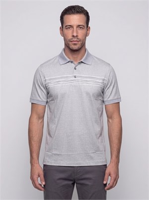 Gri Mikro Desenli Regular Fit Erkek Polo Yaka Tişört