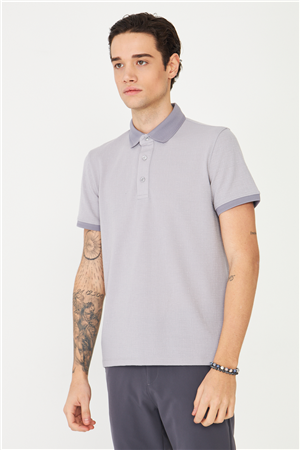 Gri Polo Yaka T-Shirt 