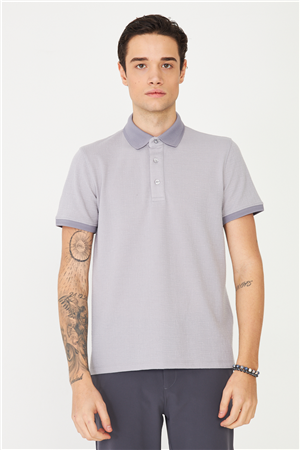 Gri Polo Yaka T-Shirt 