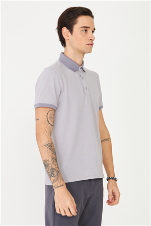 Gri Polo Yaka T-Shirt 